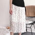 Floral Print Crinkle Midi Chiffon Skirt
