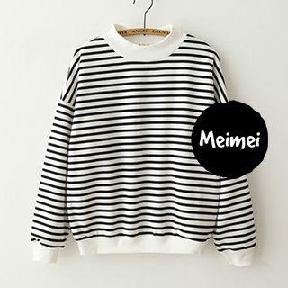 Mock-neck Striped Sweatshirt