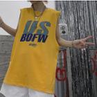 Lettering Printed Sleeveless Tank Top