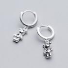 925 Sterling Silver Bear Dangle Earring 1 Pair - Silver - One Size