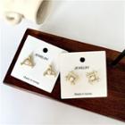 Faux Pearl Alloy Triangle / Square Earring