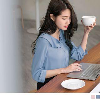 3/4 Sleeve Ruffled Collar Blouse