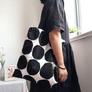 Canvas Dotted Tote Bag Black - One Size