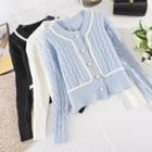 Round-neck Color Panel Long-sleeve Cardigan Jacket