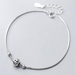 925 Sterling Silver Smiley Bracelet Silver - One Size