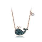 925 Sterling Silver Plated Rose Gold Cute Dolphin Necklace With Green Austrian Element Crystal Rose Gold - One Size
