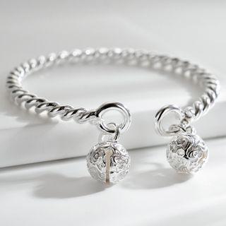 Bell Alloy Open Bangle 1pc - Silver - One Size