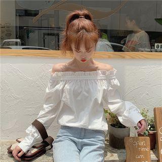 Ruffled Off-shoulder Blouse White - One Size