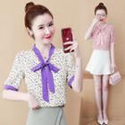 Neck Tie Short-sleeve Top