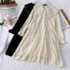 Faux Pearl-trim Loose-fit Lace Dress