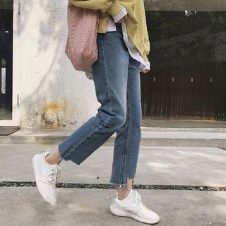 Irregular Hem Cropped Jeans