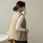Mock-neck Contrast-panel Zip-up Knit Vest
