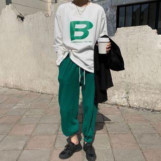Lettering Long-sleeve T-shirt / Jogger Pants