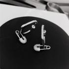 Safety Pin Drop Earring 1 Pair - Silver - One Size