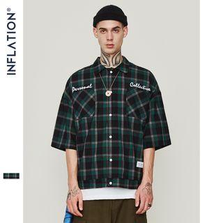 Oversized Embroidered Plaid Shirt