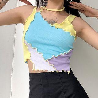 Set: Color Block Tank Top + Fingerless Gloves