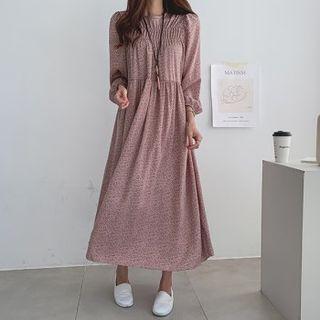 Smocked-panel Floral Print Maxi Dress