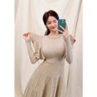 Ruffled Knitted Fit And Flare Dress