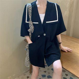 Short Sleeve Sailor Collar Oversized Blazer