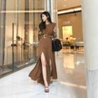 Belted Slashed Wide-leg Jumpsuit
