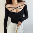 Cross Strap Off-shoulder Long-sleeve T-shirt