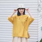 Embroidered Short-sleeve Polo Shirt Mango Yellow - One Size