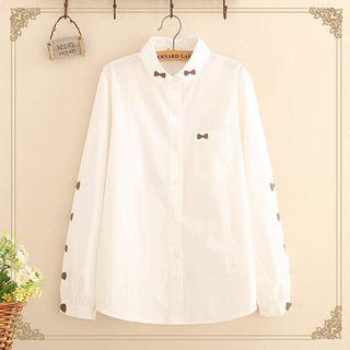 Bow Tie Embroidery Shirt