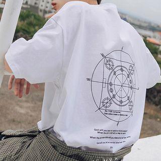 Pocket-front Printed Short-sleeve T-shirt