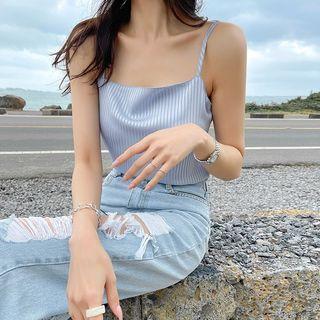 Spaghetti-strap Square-neck Satin Top