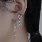 Chain Drop Earring With Earplugs - 1 Pair - Asymmetric Chain Earring - Silver - One Size