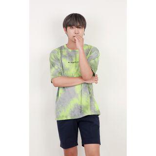 Letter-printed Tie-dye T-shirt