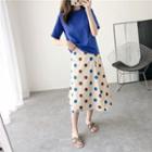 Set: Plain T-shirt + Polka-dot A-line Skirt