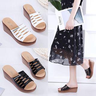 Wedge Cutout Slide Sandals