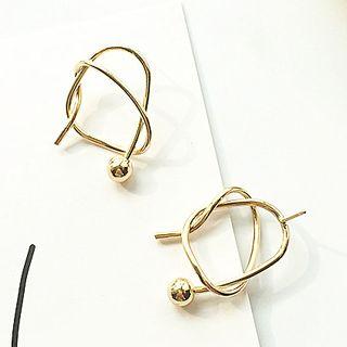 Irregular Wirework Earring E329 - Gold - One Size