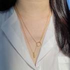 Geometric Alloy Pendant Necklace 1 Pc - Gold - One Size