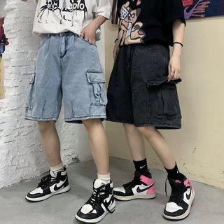 Denim Loose Fit Cargo Shorts