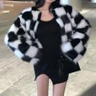 Plaid Fleece Coat / Long-sleeve Mini Dress