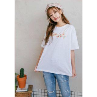 Short-sleeve Flower Lettering Beaded T-shirt