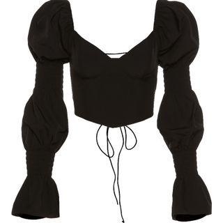 Flare-sleeve Cropped Blouse