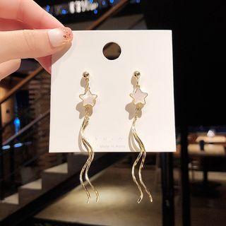 925 Sterling Silver Star Swirl Fringed Earring 1 Pair - E1512 - Gold - One Size
