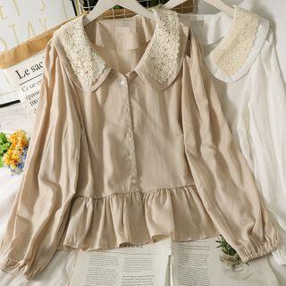 Lace-collar Loose Shirt