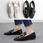 Faux-leather Buckle-accent Loafers