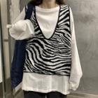 Long-sleeve T-shirt / Zebra Print Vest