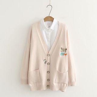 Raccoon Embroidered Cardigan