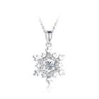 925 Sterling Silver Snowflake Pendant With White Austrian Element Crystal And Necklace
