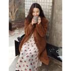 Round-neck Boucle-knit Long Jacket