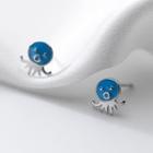 Octopus Sterling Silver Earring 1 Pair - Blue & Silver - One Size