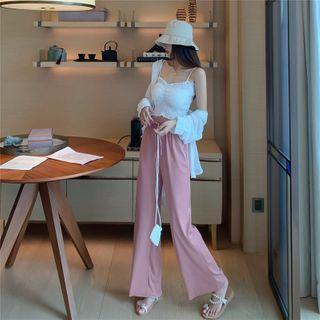 Smocked Camisole Top / Wide Leg Pants / Plain Shirt