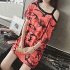 Camouflage Cold Shoulder T-shirt Dress