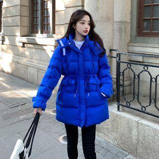 Padded Drawstring-waist Zip Jacket